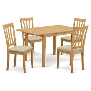 Pemberly Row 5-Piece Dining Set with Wood Construction in Oak Finish