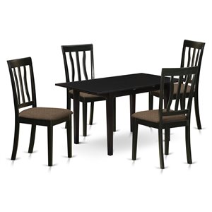 Pemberly Row 5-Piece Black Rectangular Dining Set with Faux Leather Seats