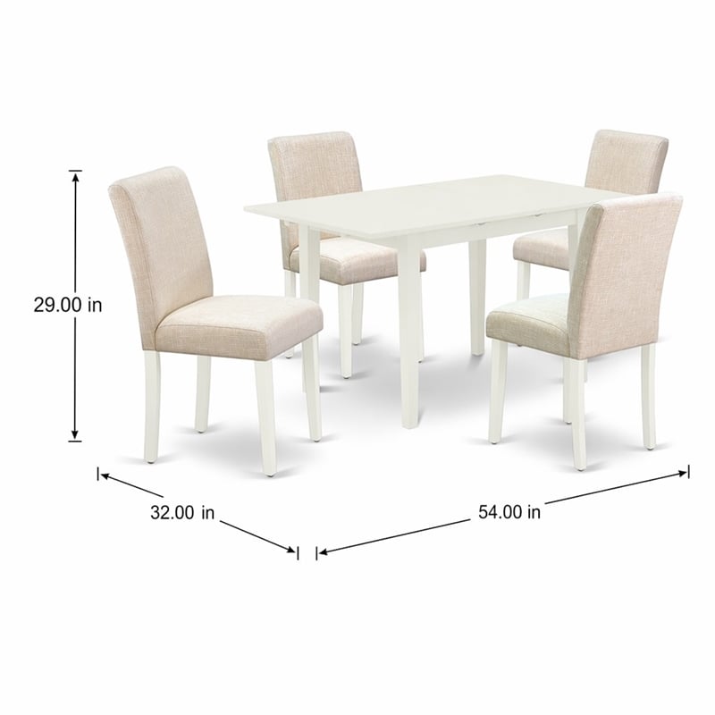 Pemberly Row 5-Piece Wood Dining Set with Upholstered Chairs in Linen White