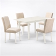 Pemberly Row 5-Piece Wood Dining Set with Upholstered Chairs in Linen White