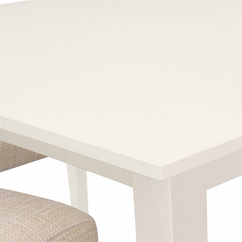 Pemberly Row 5-Piece Wood Dining Set with Upholstered Chairs in Linen White