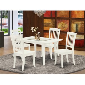 Pemberly Row 5-Piece Rectangular Wood Dining Set in Linen White Finish