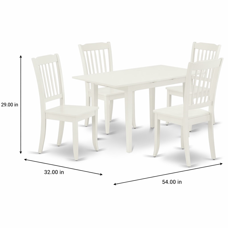 Pemberly Row 5-Piece Rectangular Wood Dining Set in Linen White Finish