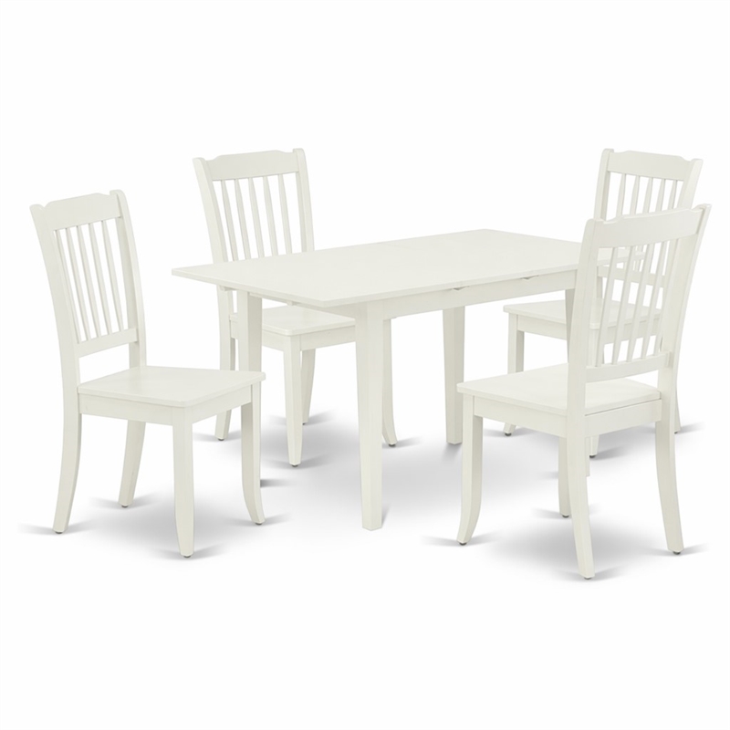 Pemberly Row 5-Piece Rectangular Wood Dining Set in Linen White Finish