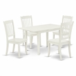 Pemberly Row 5-Piece Rectangular Wood Dining Set in Linen White Finish