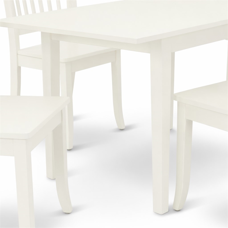 Pemberly Row 5-Piece Rectangular Wood Dining Set in Linen White Finish