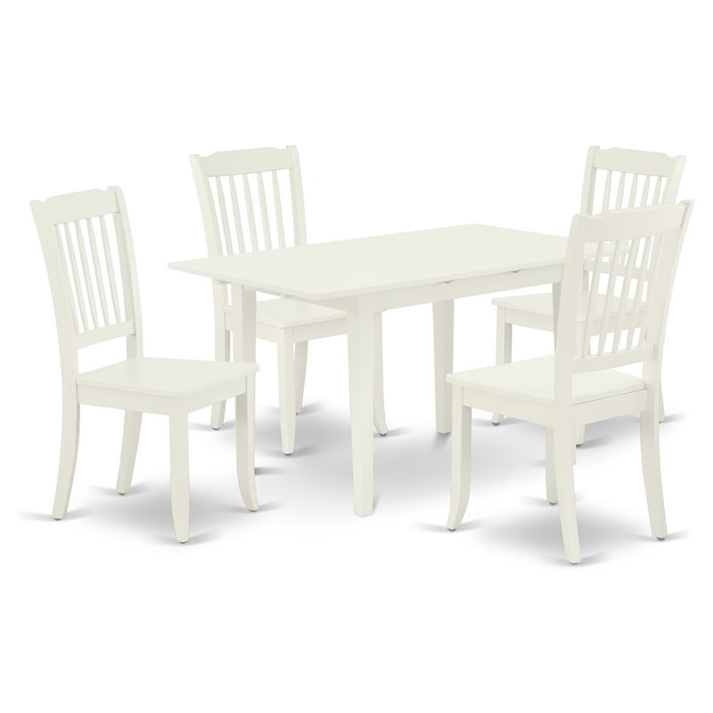 Pemberly Row 5-Piece Rectangular Wood Dining Set in Linen White Finish