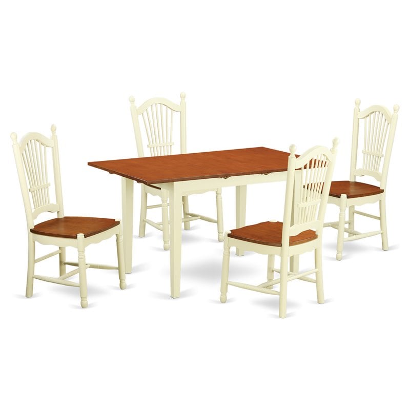 Pemberly Row 5-Piece Wood Dining Set in Buttermilk and Cherry Finish