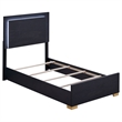 Pemberly Row Twin Size LED Headboard Bed in Black with Gold Legs