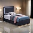 Pemberly Row Twin Size LED Headboard Bed in Black with Gold Legs