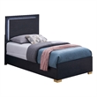 Pemberly Row Twin Size LED Headboard Bed in Black with Gold Legs