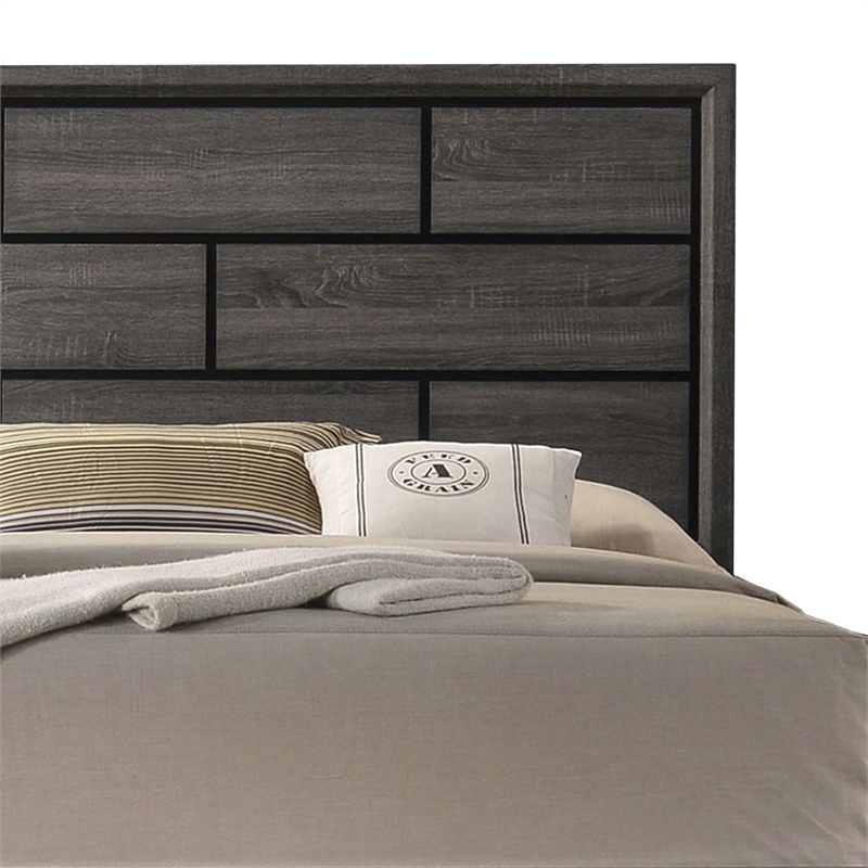 Pemberly Row Full Size Panel Bed in Gray and Black Wood Finish