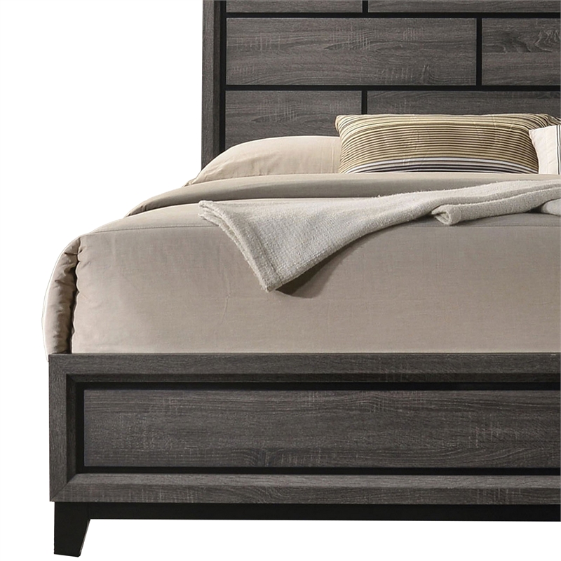 Pemberly Row Full Size Panel Bed in Gray and Black Wood Finish