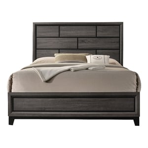 Pemberly Row Full Size Panel Bed in Gray and Black Wood Finish