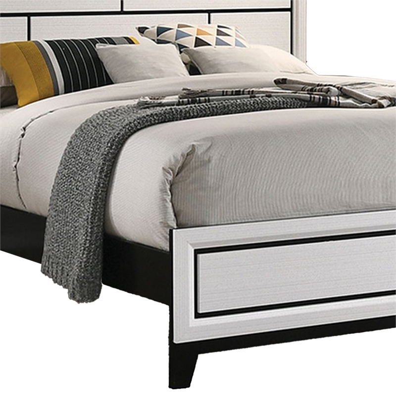 Pemberly Row Full Size Panel Bed in White and Black Wood Finish
