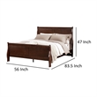 Pemberly Row Full Size Sleigh Panel Bed in Dark Cherry Brown Solid Wood