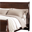Pemberly Row Queen Size Sleigh Panel Bed in Dark Cherry Brown Solid Wood