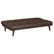 Pemberly Row Convertible Futon Sofa Bed Sleeper in Dark Brown Faux Leather