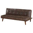 Pemberly Row Convertible Futon Sofa Bed Sleeper in Dark Brown Faux Leather