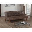 Pemberly Row Convertible Futon Sofa Bed Sleeper in Dark Brown Faux Leather