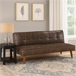 Pemberly Row Convertible Futon Sofa Bed Sleeper in Dark Brown Faux Leather
