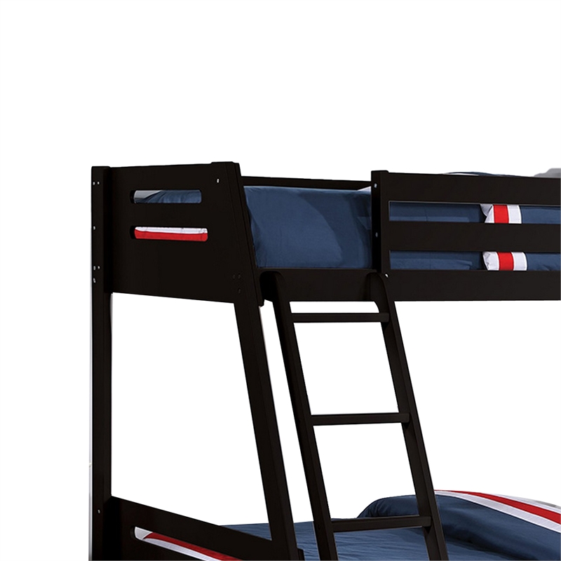 Pemberly Row Twin over Full Bunk Bed with Ladder and 2 Drawers in Black