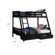 Pemberly Row Twin over Full Bunk Bed with Ladder and 2 Drawers in Black