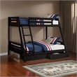 Pemberly Row Twin over Full Bunk Bed with Ladder and 2 Drawers in Black