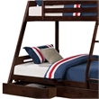 Pemberly Row Twin over Full Bunk Bed with 2 Drawers in Espresso Brown