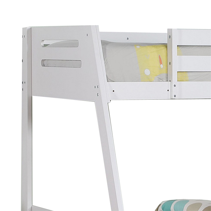 Pemberly Row Twin over Full Bunk Bed with Ladder and 2 Drawers in White