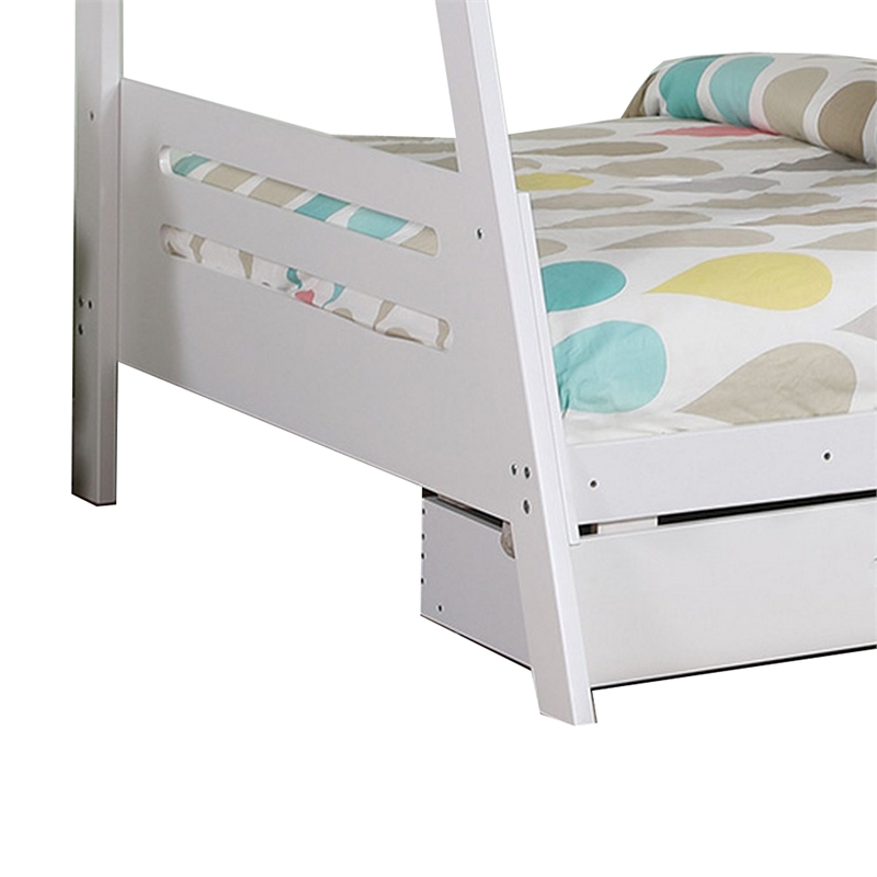 Pemberly Row Twin over Full Bunk Bed with Ladder and 2 Drawers in White