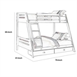 Pemberly Row Twin over Full Bunk Bed with Ladder and 2 Drawers in White