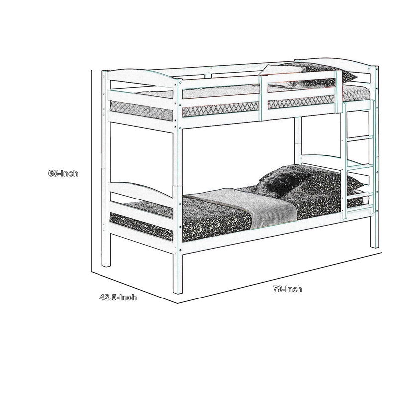 Pemberly Row Twin Bunk Bed with Arch Slat Design in Espresso Brown