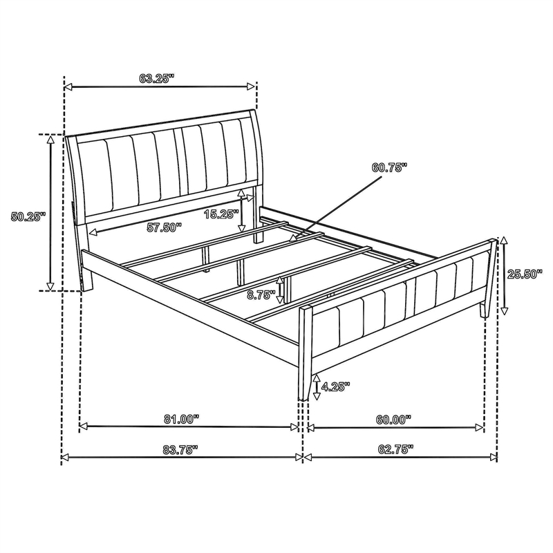 Pemberly Row Queen Bed with Channel Tufted Headboard in Dark Brown