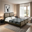 Pemberly Row Queen Bed with Channel Tufted Headboard in Dark Brown