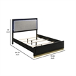 Pemberly Row King Bed with LED Tall Headboard in Gray and Black