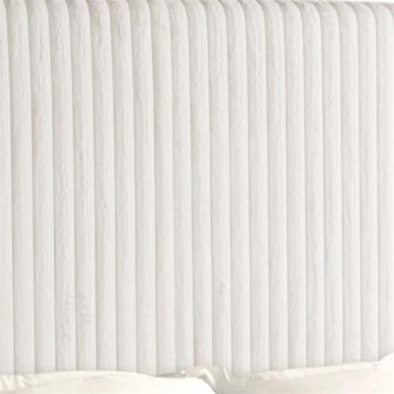 Pemberly Row King Bed with Channel Tufted Wingback in White Fur Chenille