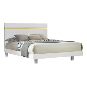 Pemberly Row King Bed with Underbed LED and Gold Trim in White