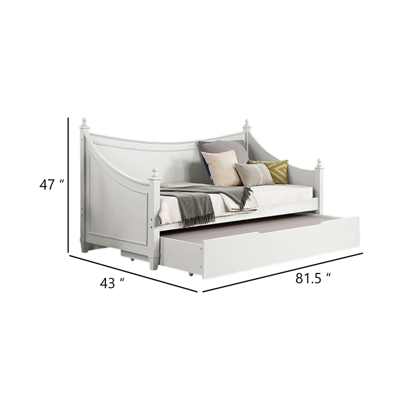 Pemberly Row Twin Daybed with Trundle and Molded Details in White