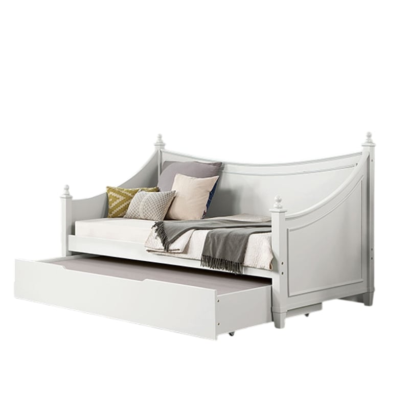 Pemberly Row Twin Daybed with Trundle and Molded Details in White