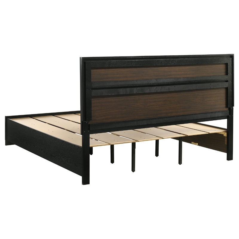 Pemberly Row 4 Piece King Storage Bedroom Set with Glitter in Black