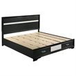 Pemberly Row 4 Piece King Storage Bedroom Set with Glitter in Black