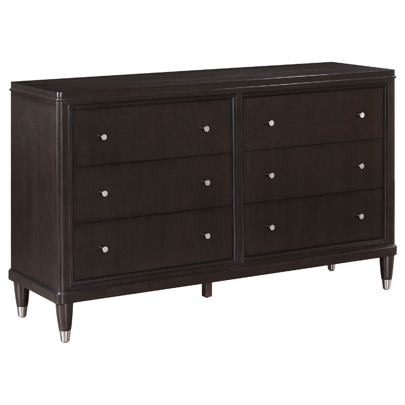 Pemberly Row 4 Piece Queen Poster Bedroom Set in Modern Dark Brown