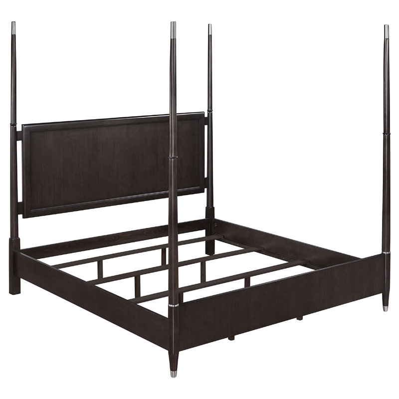 Pemberly Row 4 Piece Queen Poster Bedroom Set in Modern Dark Brown