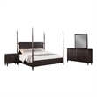 Pemberly Row 4 Piece Queen Poster Bedroom Set in Modern Dark Brown