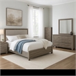 Pemberly Row 5 Piece Queen Upholstered Bedroom Set in Gray Brown