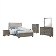 Pemberly Row 5 Piece Queen Upholstered Bedroom Set in Gray Brown