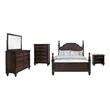 Pemberly Row 5 Piece King Poster Bedroom Set in Classical Dark Oak Brown