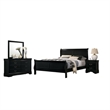 Pemberly Row 4 Piece Queen Sleigh Bedroom Set in Classic Black