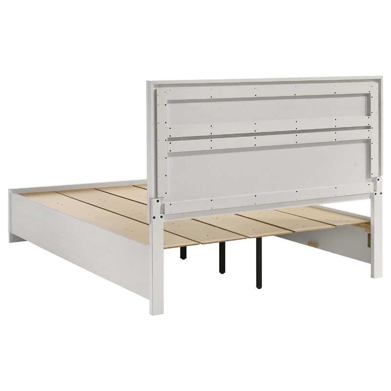 Pemberly Row 5 Piece Queen Storage Bedroom Set with Glitter in White